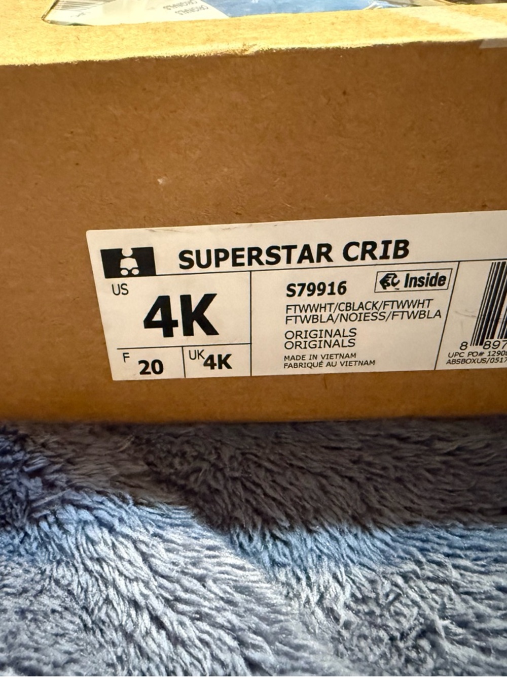 adidas White Superstar Crib Shoes with Gold Trefoil Accent - Picture 6 of 6